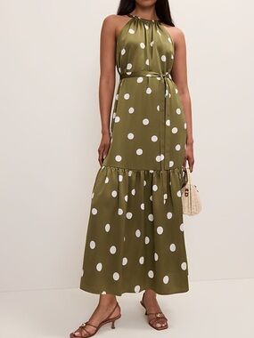 🌷Ann Taylor Petite Polka Dot Tiered Maxi Dress